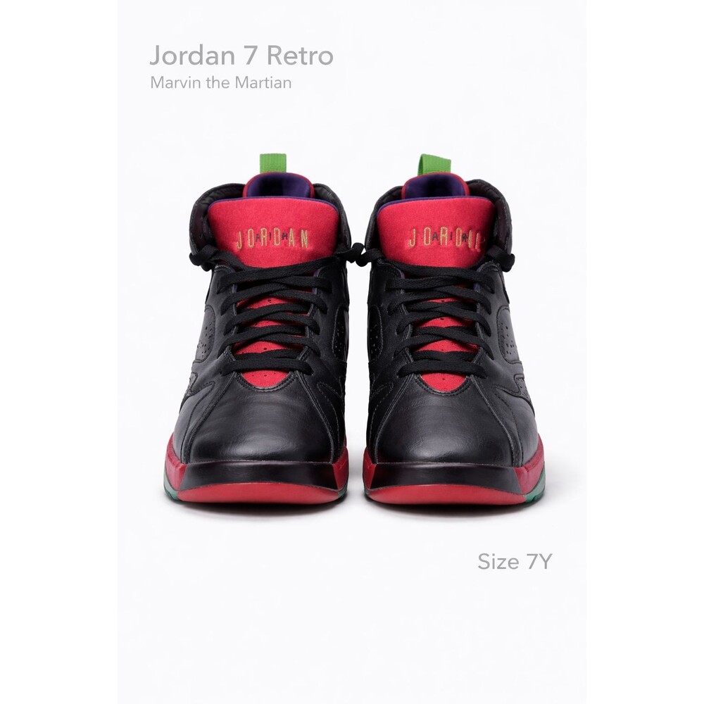 Nike Air Jordan 7 Retro Marvin The Martian Size 7Y Black Red Green
